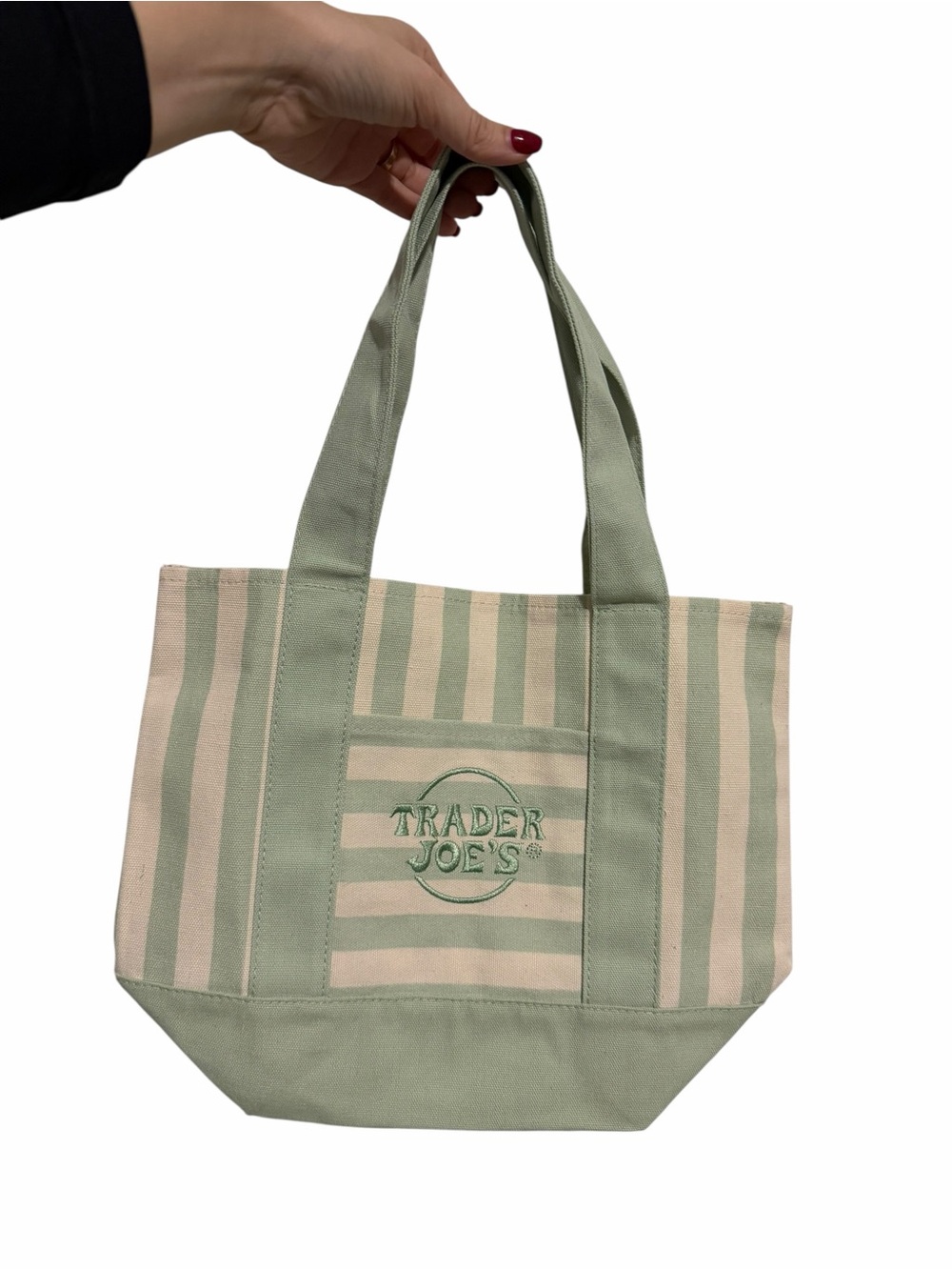 Trader Joe’s SOLD OUT Green & Cream Striped Canvas Tote Bag